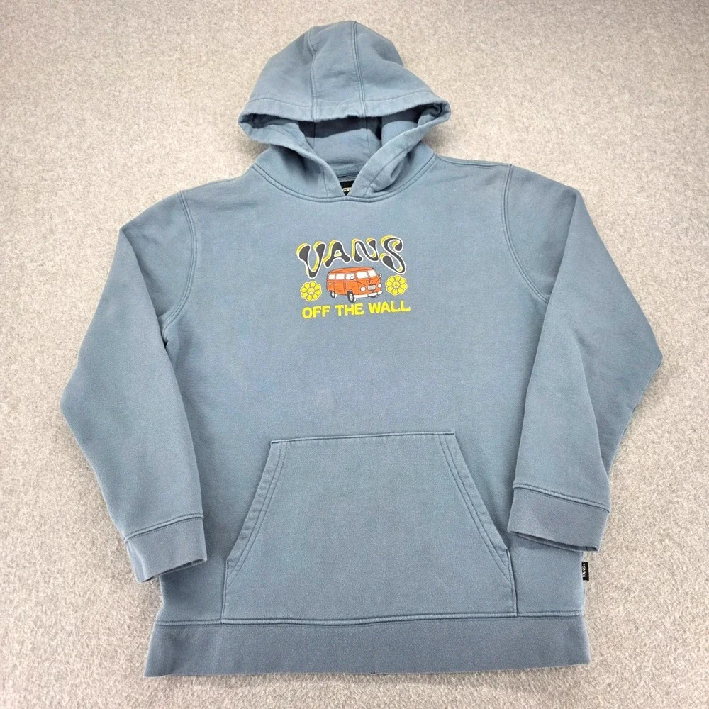 Vans Graphic Hoodie Kids XL‎ Blue Off The Wall Van VW Bus Exploring The World